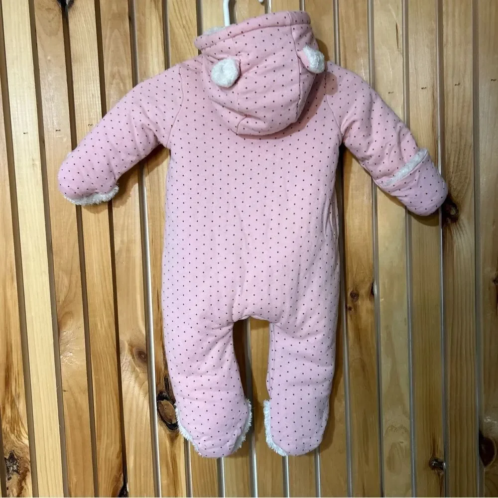Gap Baby Sherpa Fleece Bear One Piece Double Zip Pink Size 0-3 Months Winter
